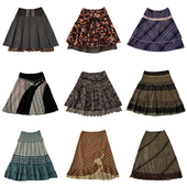 古着vintage复古A字亚比森系外贸秋冬暗黑废土流浪风毛呢半身裙e