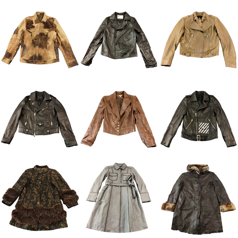 古着女士皮衣机车毛领绵羊皮外套