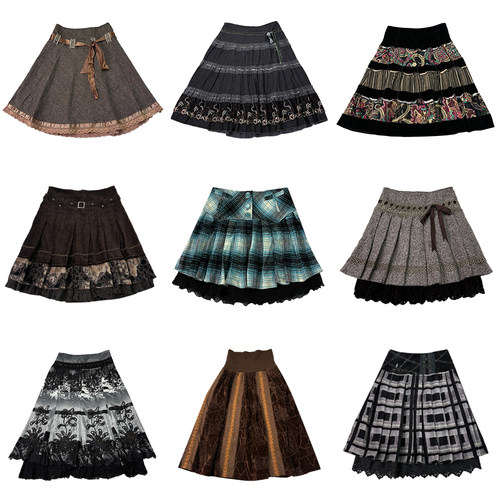 古着暗黑废土流浪风毛呢半身裙