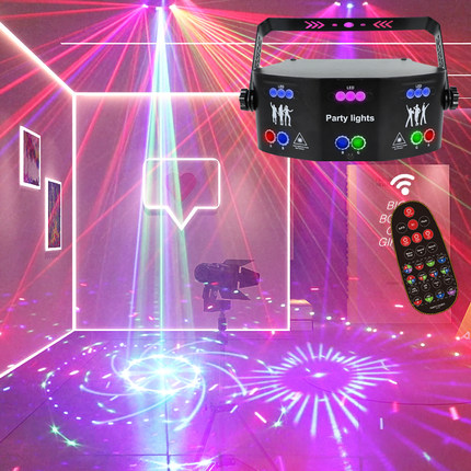 15眼舞台灯光声控旋转射灯演出激光灯ktv蹦迪led七彩灯变色爆闪灯