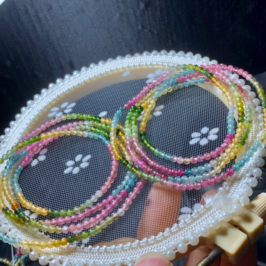 天然彩虹碧玺多圈手链冰种四圈渐手链