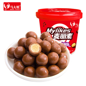 马大姐麦丽素桶装夹心巧克力怀旧糖果零食休闲味道（代可可脂）