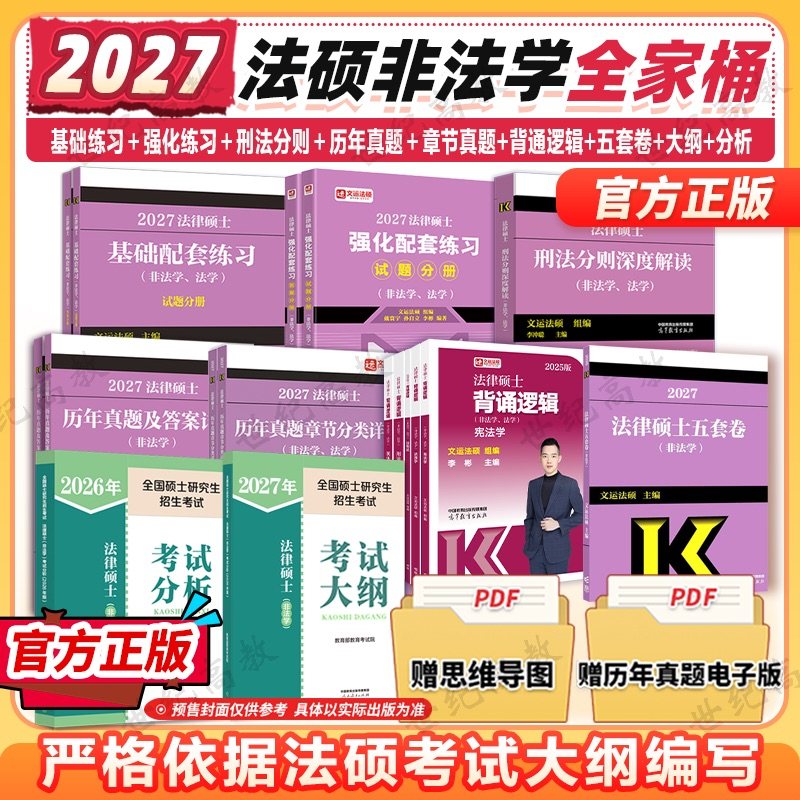 2027法硕全家桶 考研法硕考试分析 非法学法学 法律硕士联考 398专业基础498专业综合课 搭真题章节分类详解 华成文运法硕