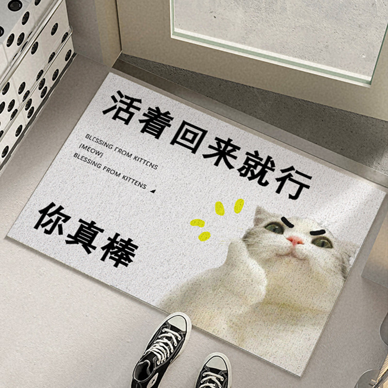活着回来就行地毯猫狗定制搞怪丝圈地垫搞笑入户进门脚垫又活一天