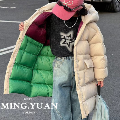 冬季中长款加厚洋气男女童羽绒服
