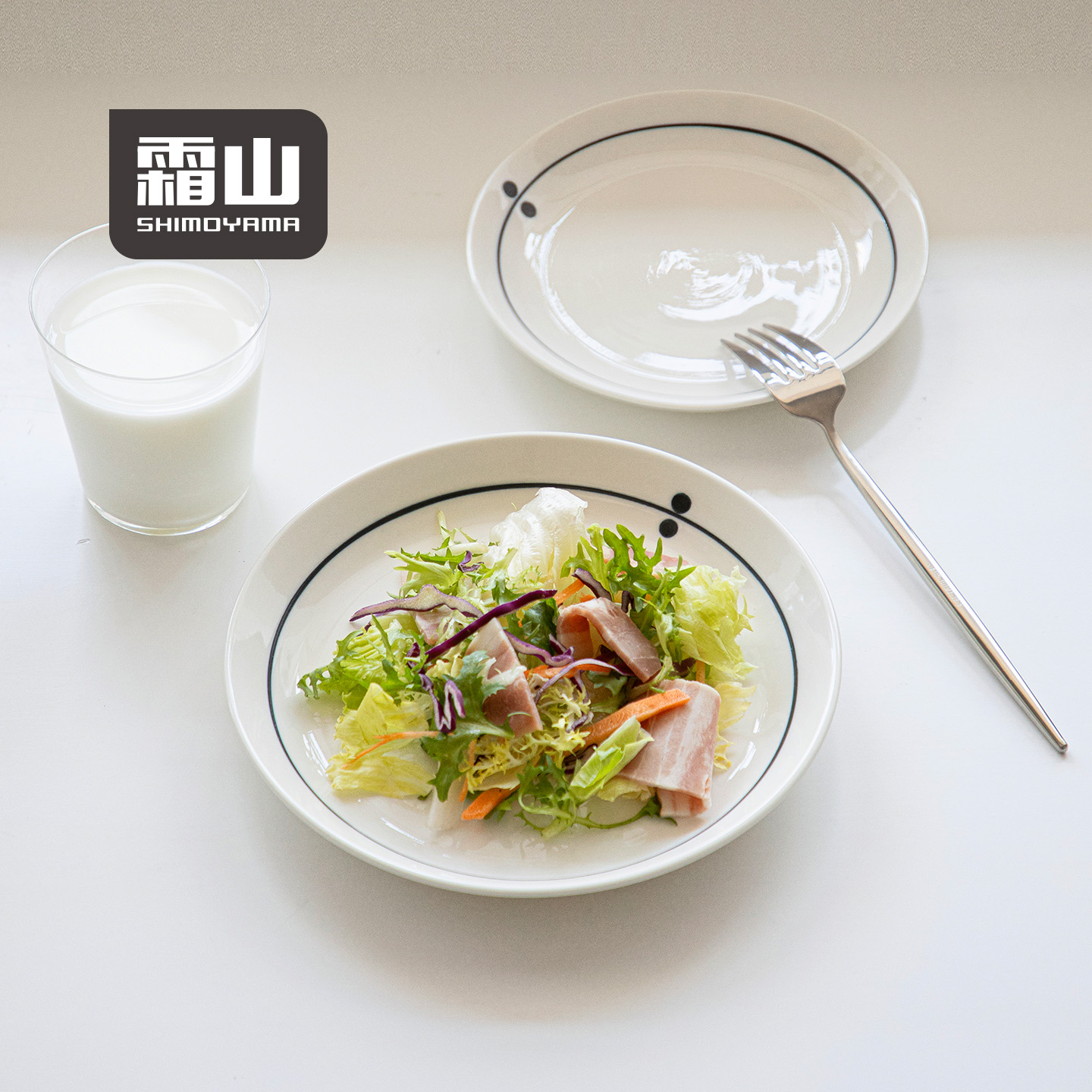 霜山釉下彩瓷制圆盘蓝点点系列