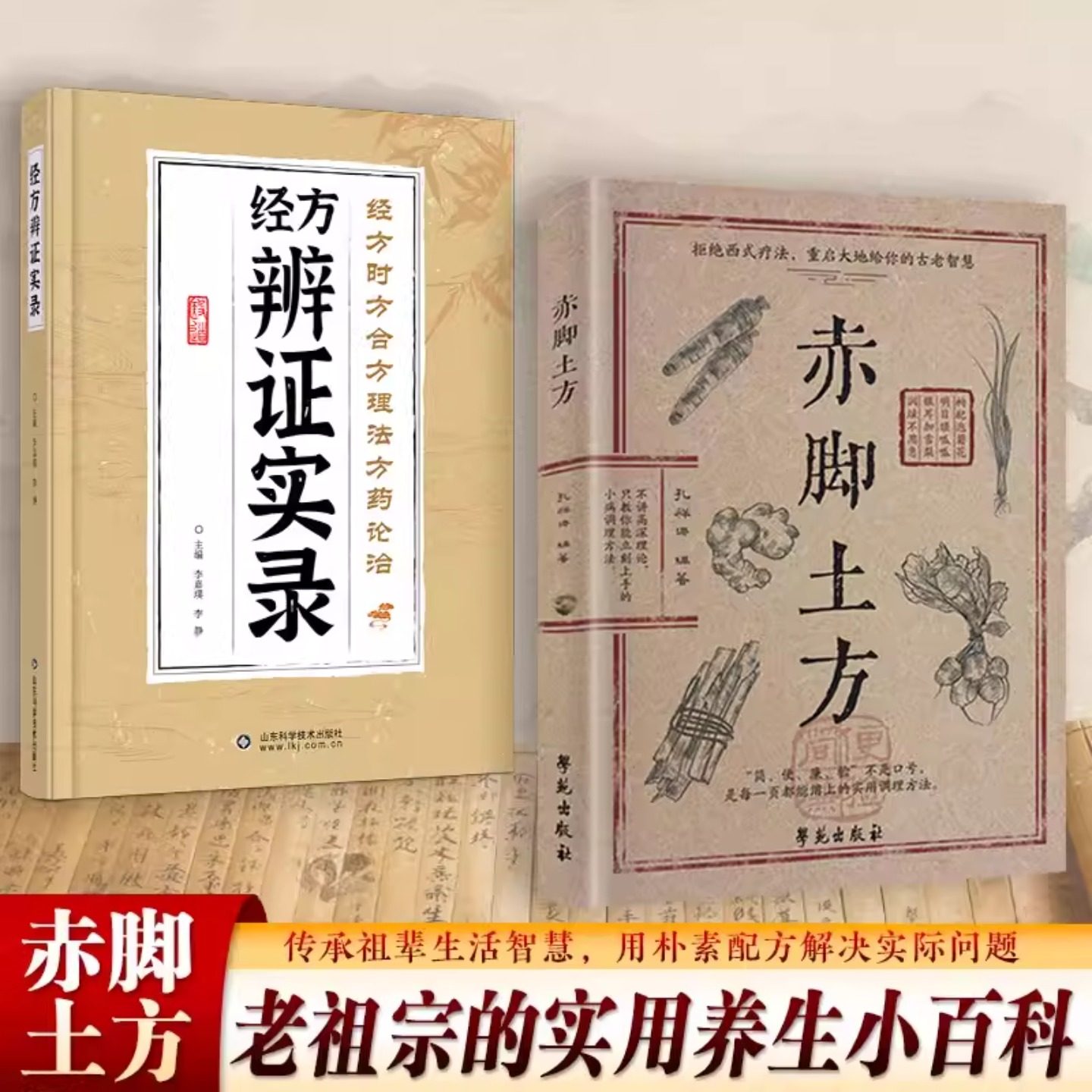 赤脚土方全2册 中医 经方辨证实录 实用养生小百科 传承祖辈生活智慧 彩图精解经典智慧详细解读 对症预防治疗救急良方 正版图书藉