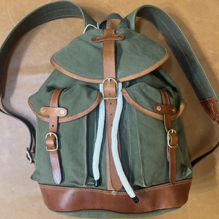 新款复古重磅帆布配头层牛皮大伞兵包