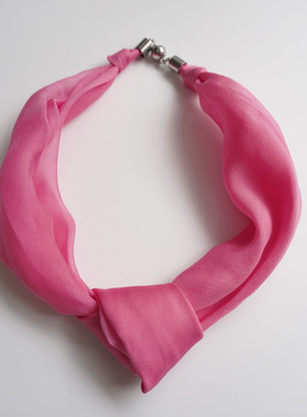 真丝磁扣项链丝巾桑蚕丝2025新款夏季护颈锁骨甲状腺遮疤丝巾神器