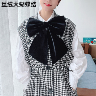 黑色丝绒大领结大蝴蝶结胸针别针西装 饰发夹头饰可定制 连衣裙装