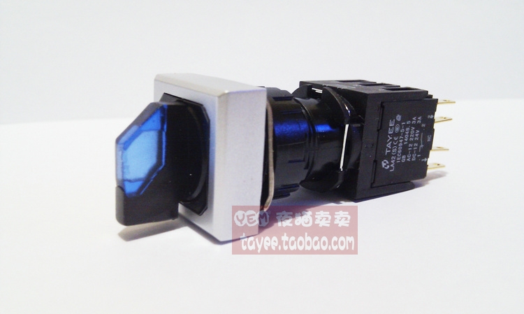 上海天逸16MM两档选择开关LA42(S)XD2F-11/24V方形两位旋钮带灯