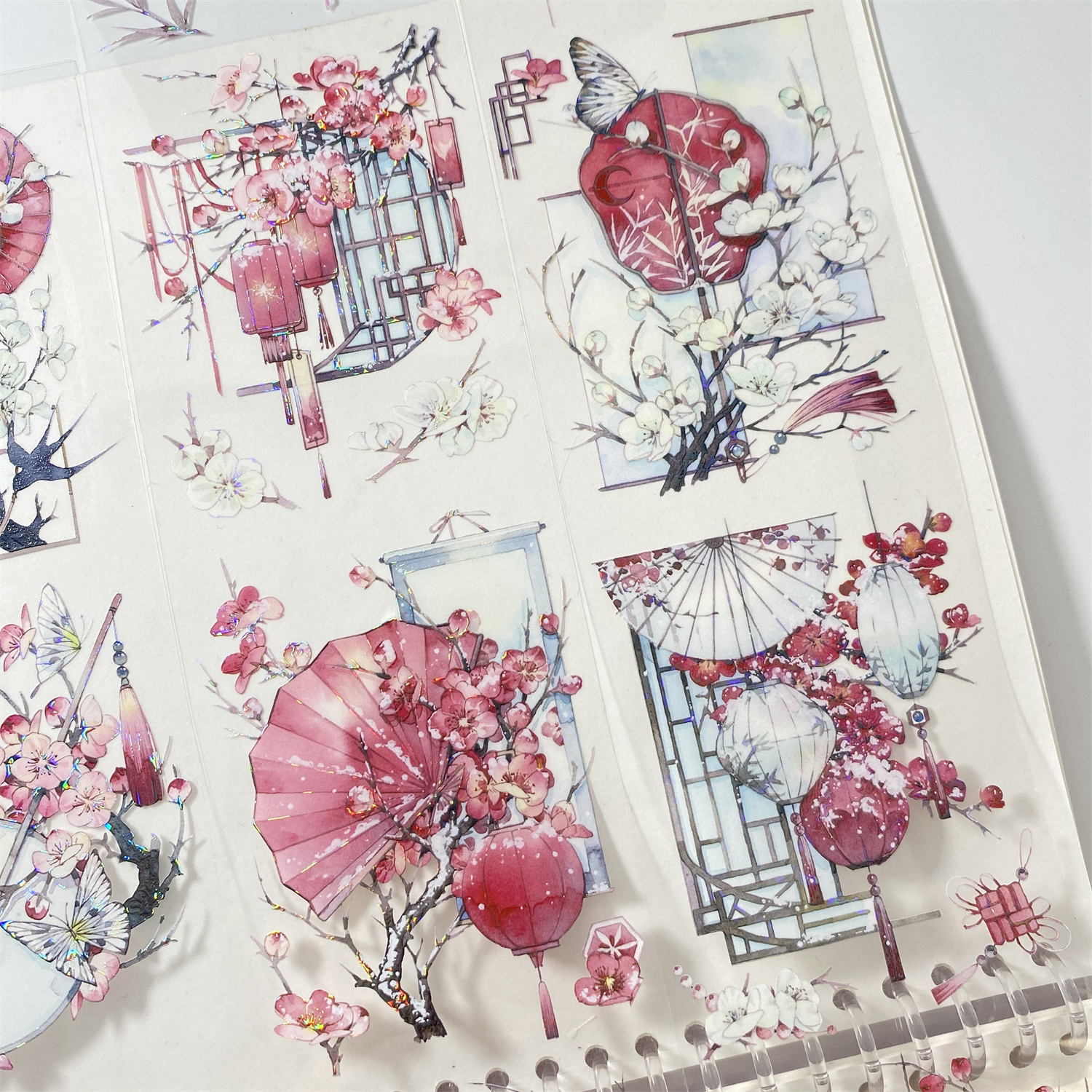 手帐分装胶带64瑞雪寻梅新七天扇子花窗屏风古风素材账流麻贴纸咕