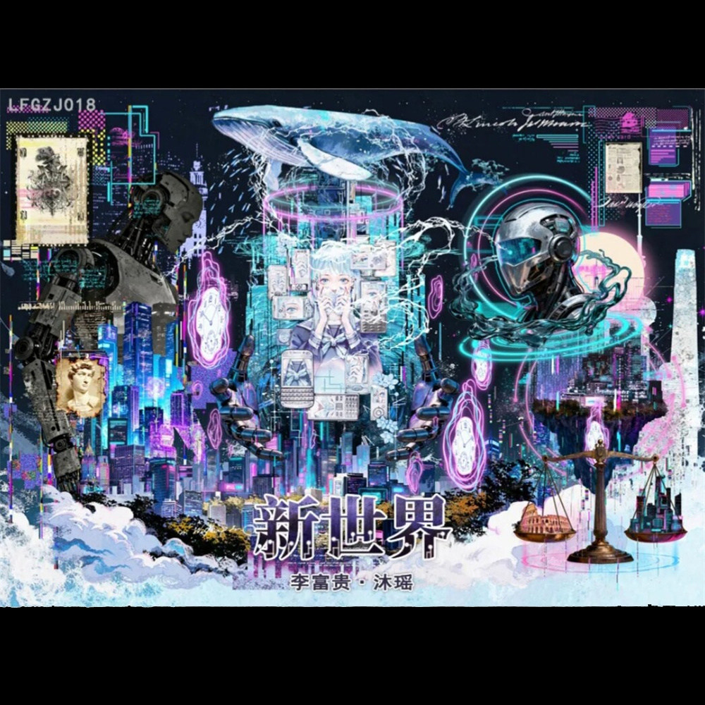 沐瑶李富贵贝壳光新世界 造微缩场景账赛博朋克风手帐DIY拼贴画纸