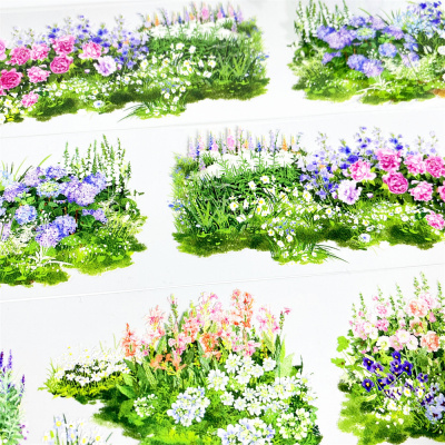 手帐分装胶带v71花团锦簇溪年工作室古风草PET素材账流麻diy贴纸