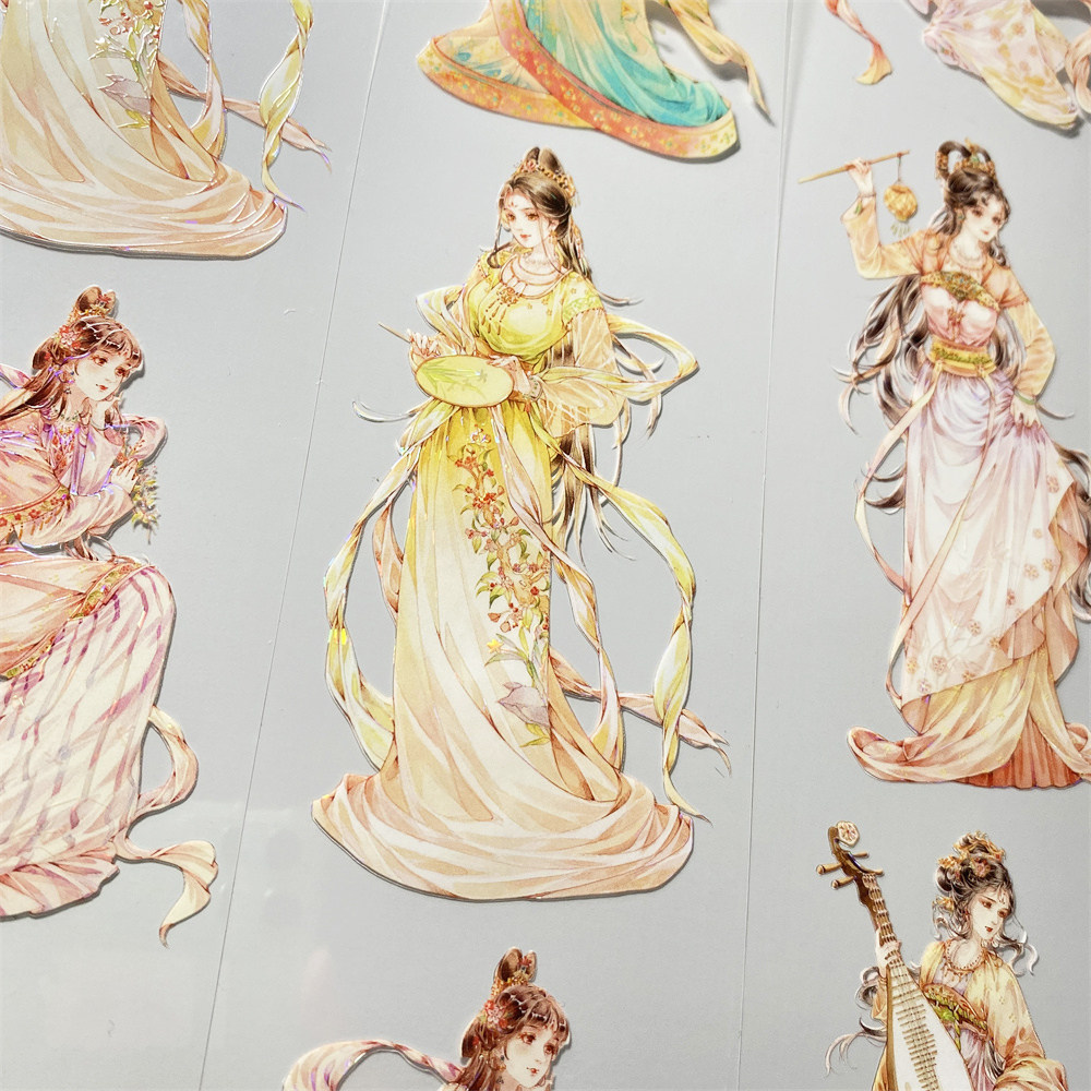 手帐分装胶带g13罗袖动香品味手帐美女人物古风PET素材账流麻贴