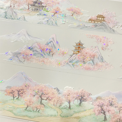 手帐分装胶带m23桃色芳菲织星辰仙气山PET古风素材账流麻贴纸咕卡