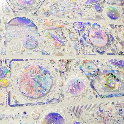 手帐分装胶带h63EDM Planet studioVI PET星球科技素材账流麻贴纸