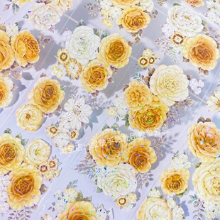 胶带落霞新七天黄玫瑰花丛植城堡PET素材账流麻贴纸咕卡 手帐分装