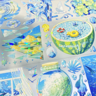 手帐分装胶带w49贩卖夏天世安工作室古风PET素材账流麻贴纸咕卡