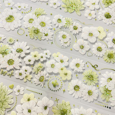 手帐分装胶带h93幸运雏菊朝夕绿色花清新PET古风素材账手机壳贴纸