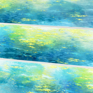 手帐分装胶带落英曲水zero蓝绿黄湖水面古风PET素材账流麻diy贴纸