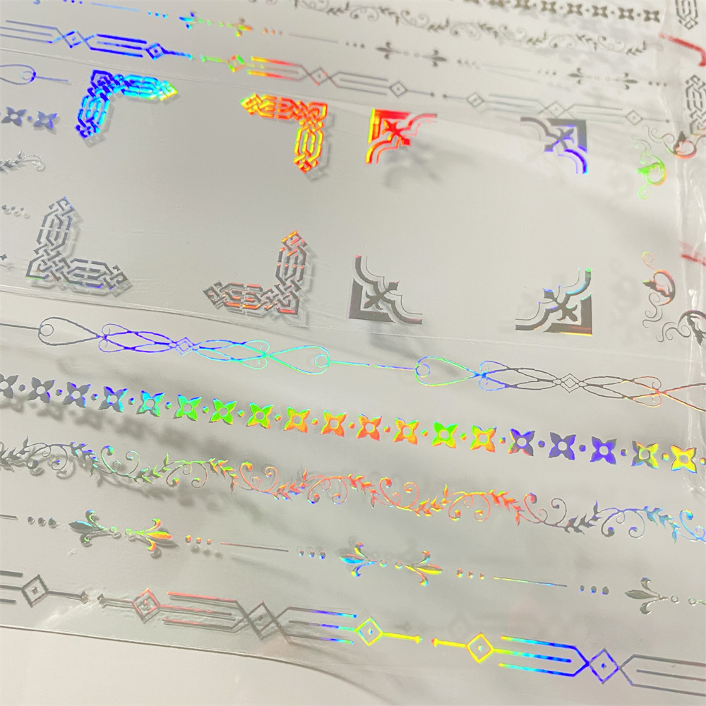 手帐分装胶带L17银边线框镭射银链条方PET古风素材账流麻贴纸咕卡