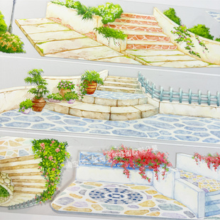 手帐分装胶带b054汐岸阶语景物志台阶地古风PET素材账流麻diy贴纸