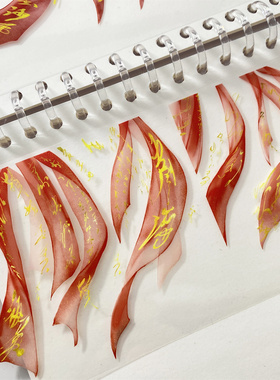 手帐分装胶带b95红绸金墨ZERO原创飘带文字古风素材账流麻贴纸咕