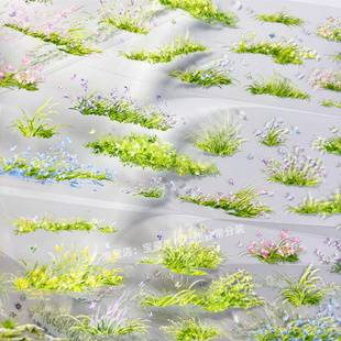 手帐分装胶带a401兰泽芳草二景物志花丛古风PET素材账流麻贴纸diy