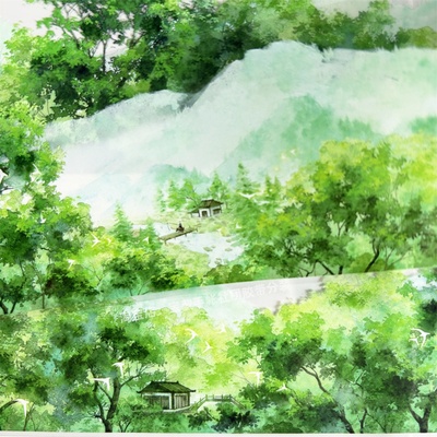 手帐分装胶带林深隐翠zero乡村小屋树木绿PET素材账流麻贴纸咕卡