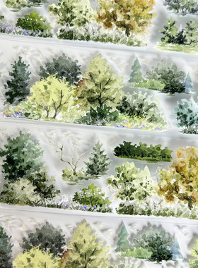 手帐分装胶带a779小小密林MOODTAPE树木古风PET素材账手机壳贴纸