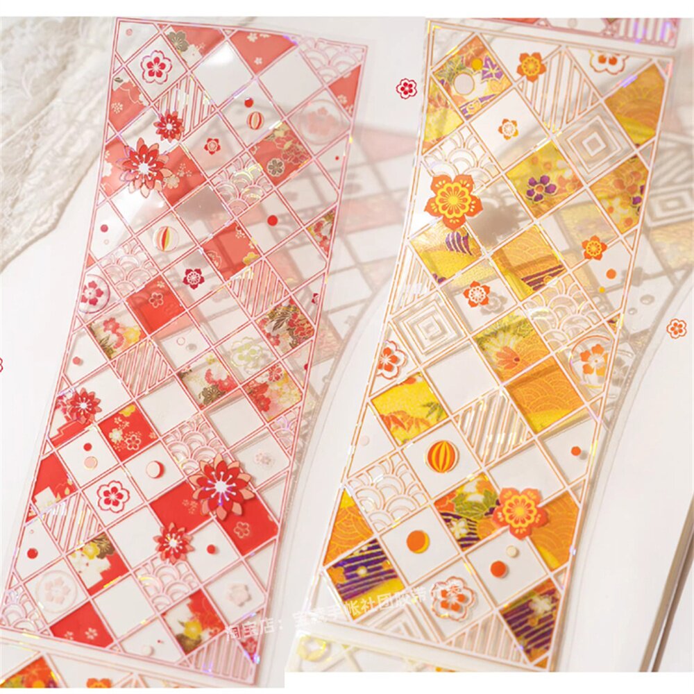 手帐分装胶带b158樱庭屏风风见幸山窗户花PET素材账流麻贴纸咕