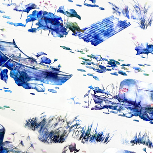 手帐分装胶带v10小荷泛舟二夜花船ZERO古风PET素材账流麻贴纸咕卡