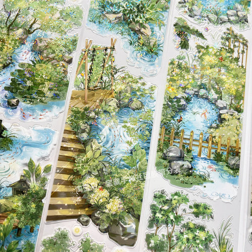 手帐分装胶带b076院中渔乐巫女sama事务所古风PET素材流麻diy贴纸