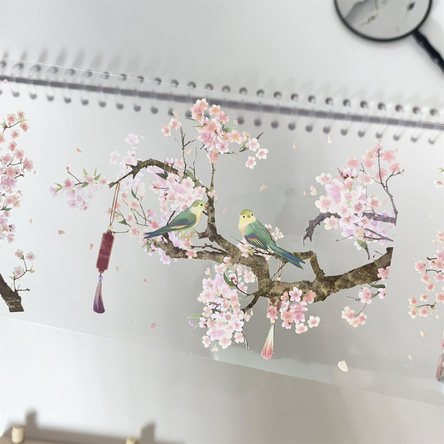 手帐分装胶带c55夭夭春桃花灯笼鸟猫流苏古风素材账流麻贴纸咕卡