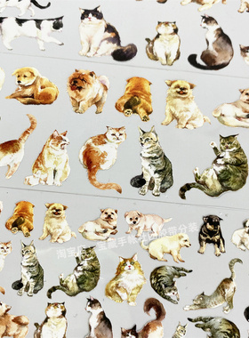 手帐分装胶带a157猫猫狗狗江月令小动物古风PET素材账流麻diy贴纸