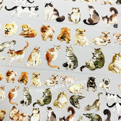 手帐分装胶带a157猫猫狗狗江月令小动物古风PET素材账流麻diy贴纸