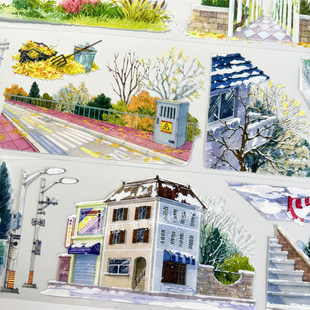 手帐分装 胶带b025秋冬之境欣甜工作室路古风PET素材账流麻diy贴纸