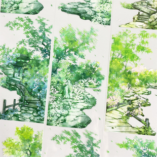 手帐分装胶带p59江烟堤晓zero石阶小路PET古风素材账流麻贴纸咕卡