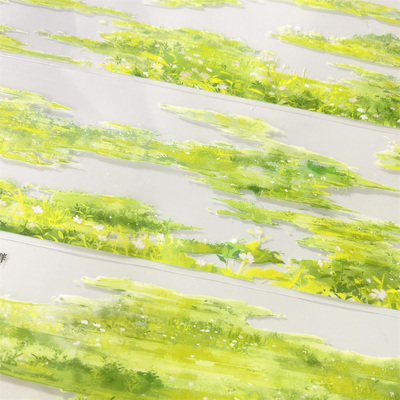 手帐分装胶带o8春潮河畔zero绿色草地PET古风素材账流麻贴纸咕卡