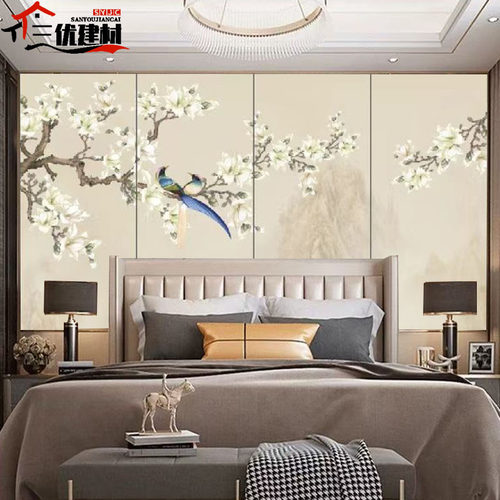 宋式美学新中式电视硬包背景墙