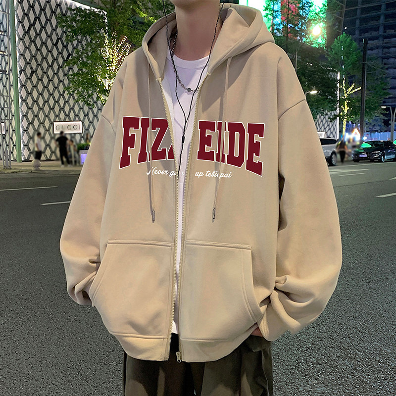 H198BP70秋冬连帽卫衣外套含棉66%宽松潮牌情侣拉链开衫衣服,男装卫衣,星座304A-1
