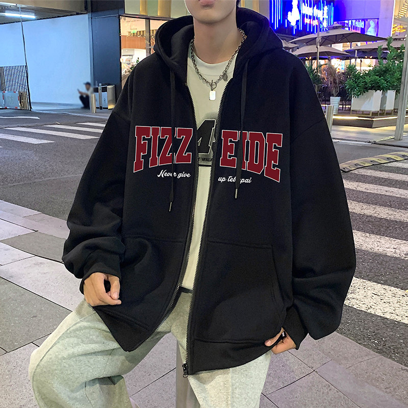 H198P70新品开衫连帽卫衣外套字母印花连帽上衣休闲宽松,男装卫衣,星座304A-1