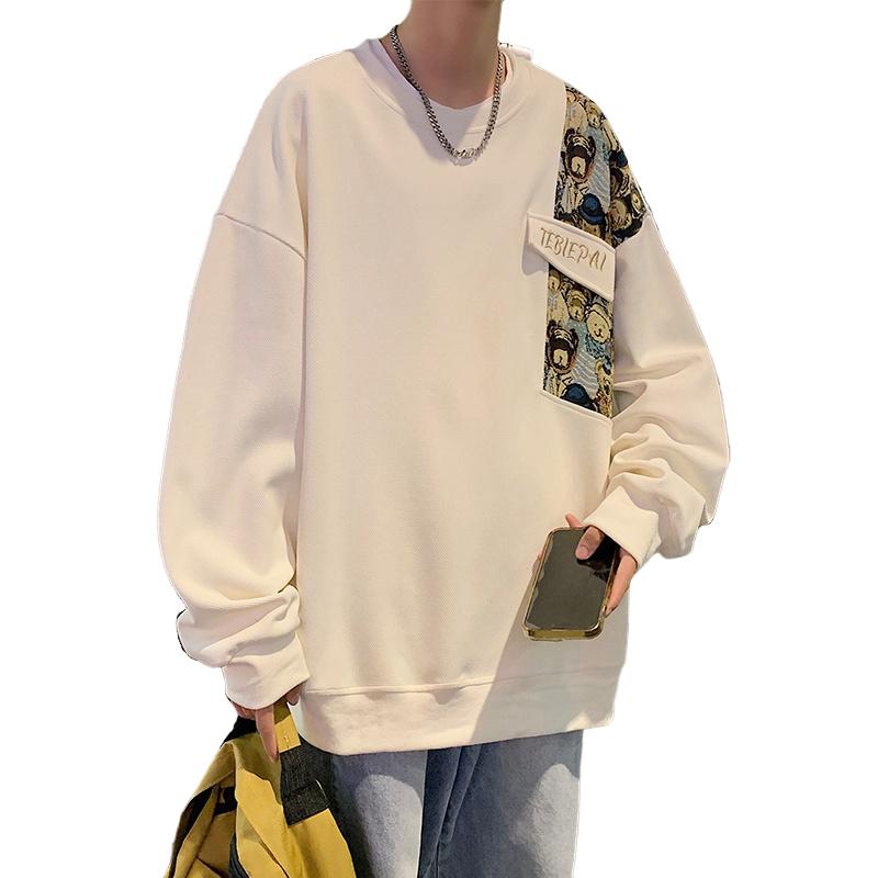 WY001BP45加绒60秋冬刺绣圆领卫衣宽松打底衫套头上衣服潮牌,男装卫衣,星座304A-1