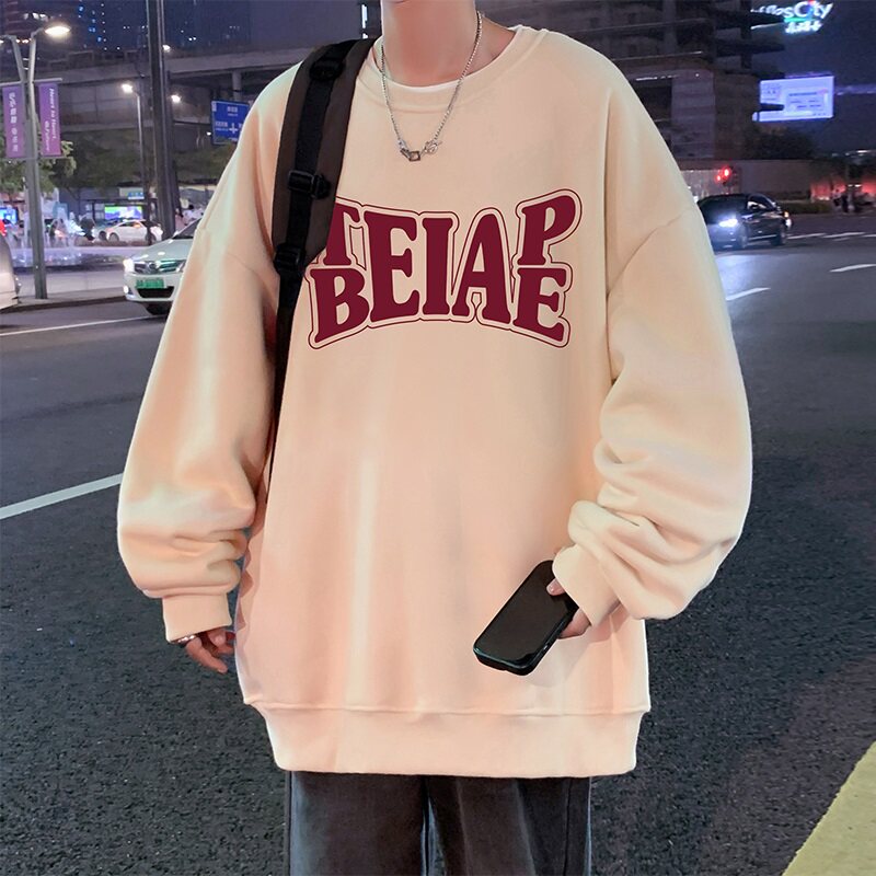 W536P35新品无帽圆领卫衣套头宽松慵懒风男生打底衫,男装卫衣,星座304A-1