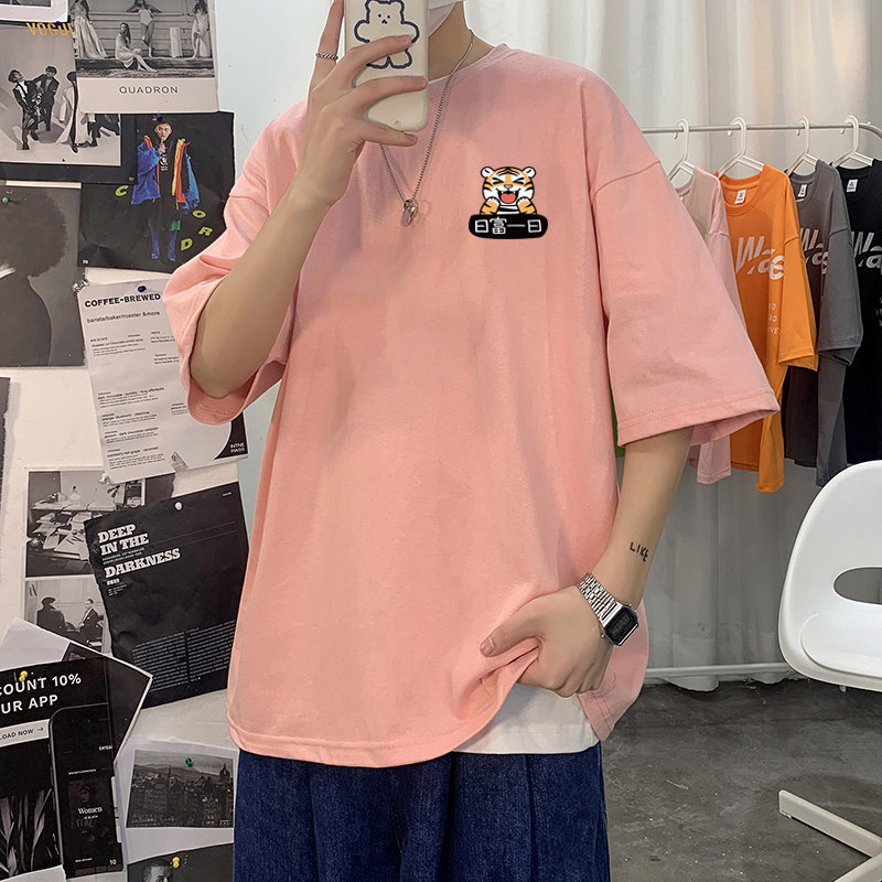 XZ304A-1-ST606BP26夏季纯棉短袖t恤港风宽松卡通老虎印花时尚图片