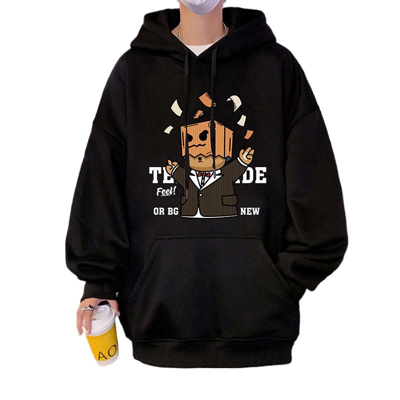CM082AP60秋冬纯棉重磅连帽卫衣宽松长袖帽衫服纸袋熊港风外套,男装卫衣,星座304A-1