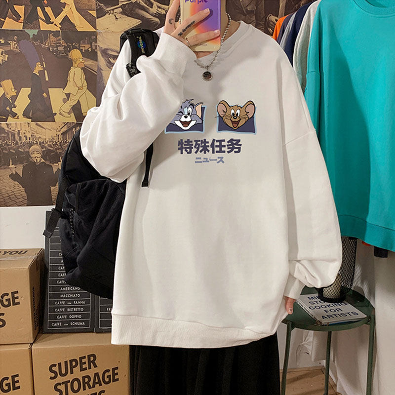 W391加绒P45不加绒35新品猫和老鼠男士卫衣春秋季加厚内搭图片