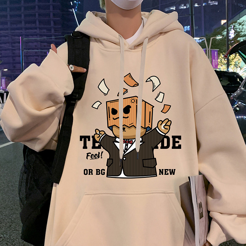 CM082BP60秋冬纯棉重磅连帽卫衣宽松长袖帽衫服纸袋熊港风外套,男装卫衣,星座304A-1