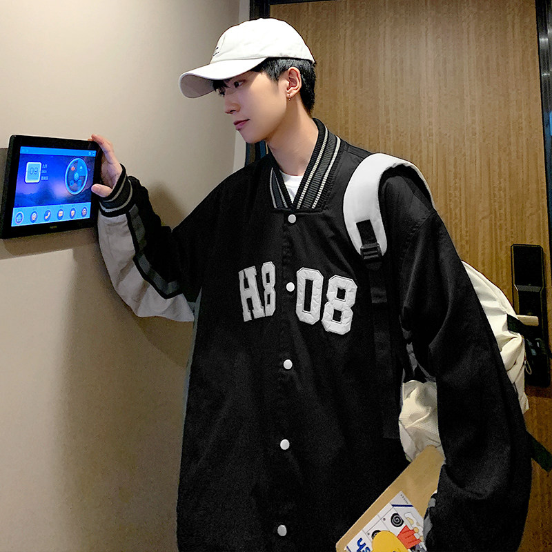 H135P75新品高街棒球服男夹克韩版宽松字母立领情侣上衣服,男装夹克,星座304A-1